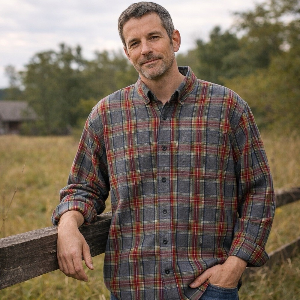 L.L. Bean Button Down Plaid Flannel Shirt Men's XL Brown  Cotton Long Sleeve